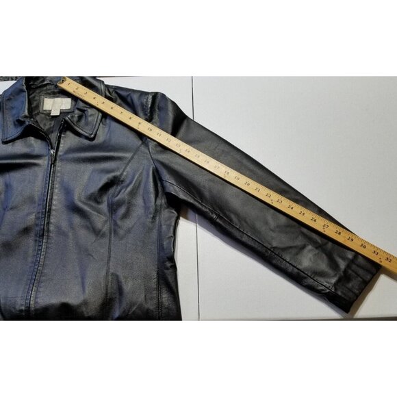 Worthington Full Zip Black 100% Leather Jacket Lined Pockets RN 93677 Women's XL - Picture 8 of 16